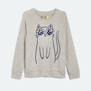 Adorable Gray Cat Lightweight Sweater for Kids